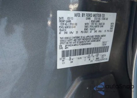 2013 Ford Edge Limited z USA, uszkodzony, nr VIN 2FMDK4KC7DBB95640